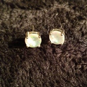 Sterling Silver Fire Opal Stud Earrings